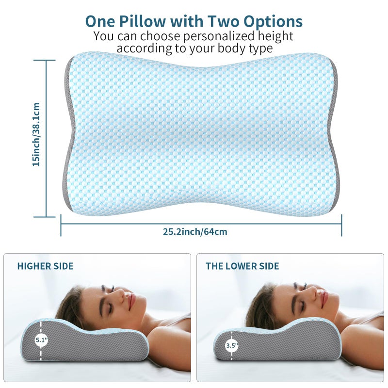 Polovo Cervical Neck Pillow for Pain Relief, Contour Memory Foam Pillows for Sleeping, Ergonomic Pillow Orthopedic Cooling Pillow Bed Pillow Neck Support for Side Back Stomach Sleepers - Image 3