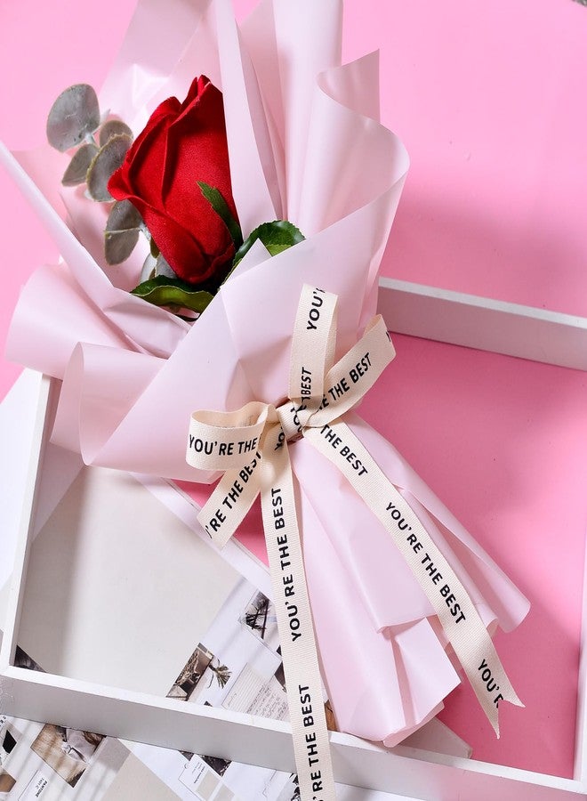 Ribest شريط قطني مخصص للمعلمين من ريبست، مقاس 5/8 بوصة × 10 ياردات، لون كريمي طبيعي مطبوع عليه عبارة "أنت الأفضل"، مثالي لتغليف الهدايا، والأعمال اليدوية، وباقات الزهور، وتزيين أعياد الميلاد. - Image 4