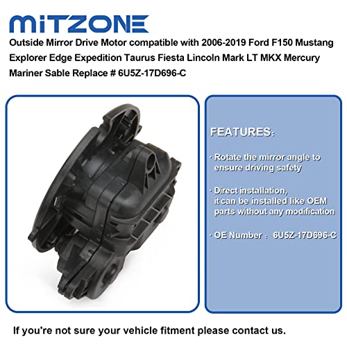 MITZONE محرك قيادة مرآة خارجية MITZONE 924-400 متوافق مع فورد f150 موستانج إكسبلورر إيدج إكسبيديشن توريز فييستا لينكولن مارك LT MKX ميركوري مارينر سابل استبدال # 6U5Z-17D696-C - Image 4