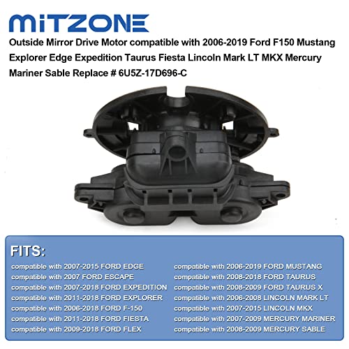 MITZONE محرك قيادة مرآة خارجية MITZONE 924-400 متوافق مع فورد f150 موستانج إكسبلورر إيدج إكسبيديشن توريز فييستا لينكولن مارك LT MKX ميركوري مارينر سابل استبدال # 6U5Z-17D696-C - Image 3