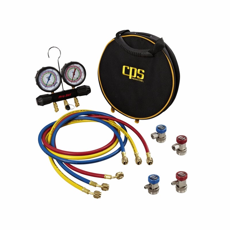 CPS Products CPSMTHFO134 Manifold Gauge Set (Aluminum Block A/C for R134a and HFO1234yf, 72" Hoses, Manual Couplers) - Image 3