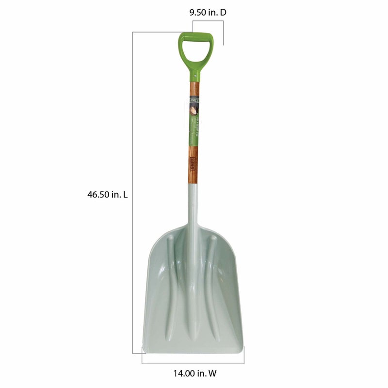 AMES 46-Inch Poly Scoop with Hardwood Handle and Ergonomic D-Grip, Ideal for Garden Care, Landscaping, Moving Shavings or Grain, Farming Tasks, and Heavy-Duty Yard Work - Image 3