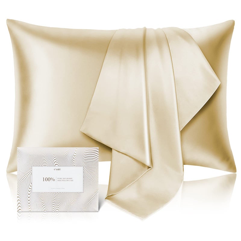 100 Pure Mulberry Silk Pillowcase for Hair and Skin  Allergen Resistant Dual Sides600 Thread Count Silk Bed Pillow Cases with Hidden Zipper1pcQueen SizeChampagne