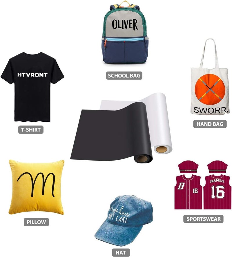 HTVRONT HTV Roll Heat Transfer Vinyl - 12" x 8ft White HTV Vinyl for Shirts, Iron on Vinyl for All Cutting Machine - Easy to Cut & Weed for Heat Transfer Design (White) - Image 2