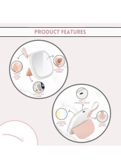 KASTWAVE Rechargeable Travel Makeup Mirror with LED Lights, Compact Dimmable Mirror with 3 Light Colors & Adjustable Brightness, Small Portable Vanity Mirror Handheld for Bags  - Image 3