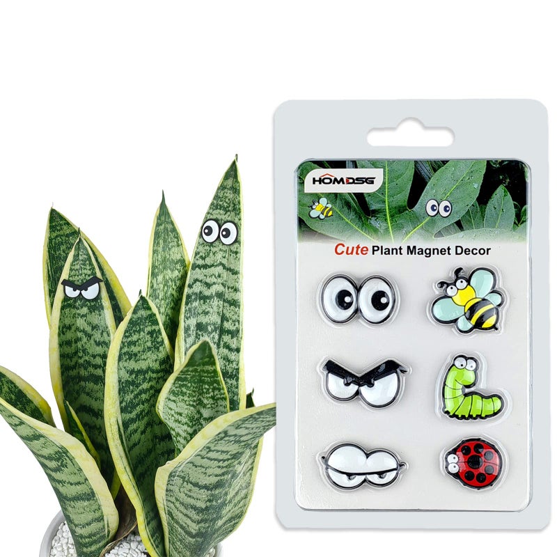 HOMDSG Cute Plant Magnets Eyes for Potted Plants Plant Safe Magnet Pins Charms Unique for Plant Lovers Indoor Plant Accessories Set of 6