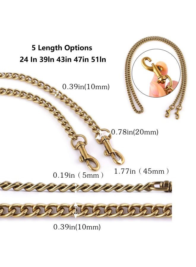 OAikor Metal Flat Chunky Chain Strap Replacement for Purse Shoulder Bag Handbag Straps Accessory 43" 110 CM with Metal Buckles(Copper Golden) - Image 3