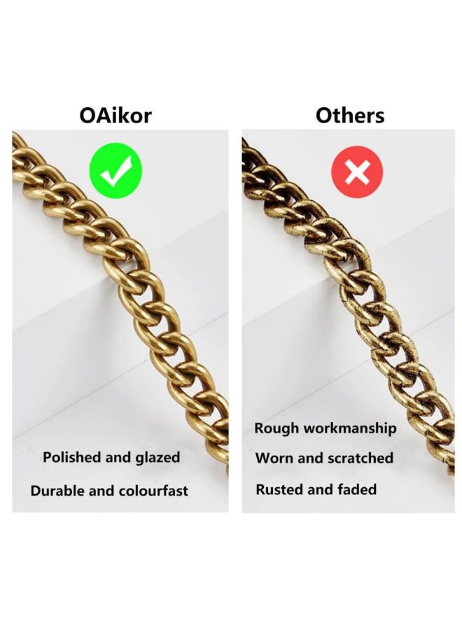 OAikor Metal Flat Chunky Chain Strap Replacement for Purse Shoulder Bag Handbag Straps Accessory 43" 110 CM with Metal Buckles(Copper Golden) - Image 4