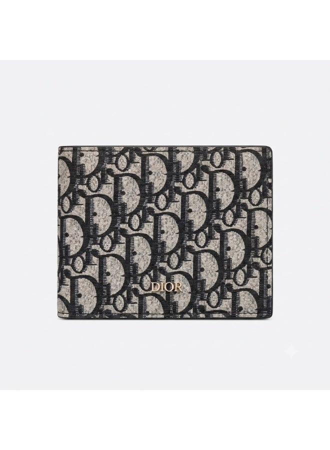 Dior Men's Oblique Pattern Bifold Wallet, Beige/Grey/Black