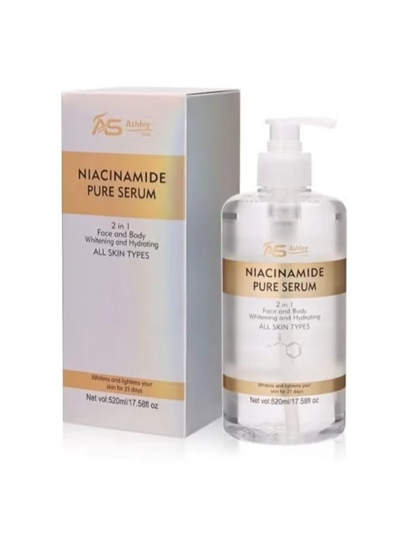 Ashley Shine Niacinamide Pure Serum 2 in 1 Face & Body Whitening and Hydrating Skin 520ml