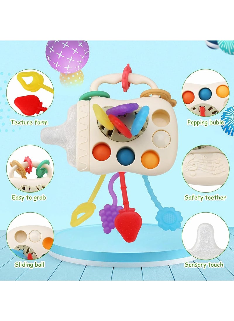 Mr. Penda Baby Montessori Toys, Baby's Sensory Toy, Food Grade Silicone Pull String Activity Toy, Baby Travel Toy, Teething Press Ball Feeding Bottle Toy, Baby Toys for 1-3 Years Old (Random Color)  - Image 3
