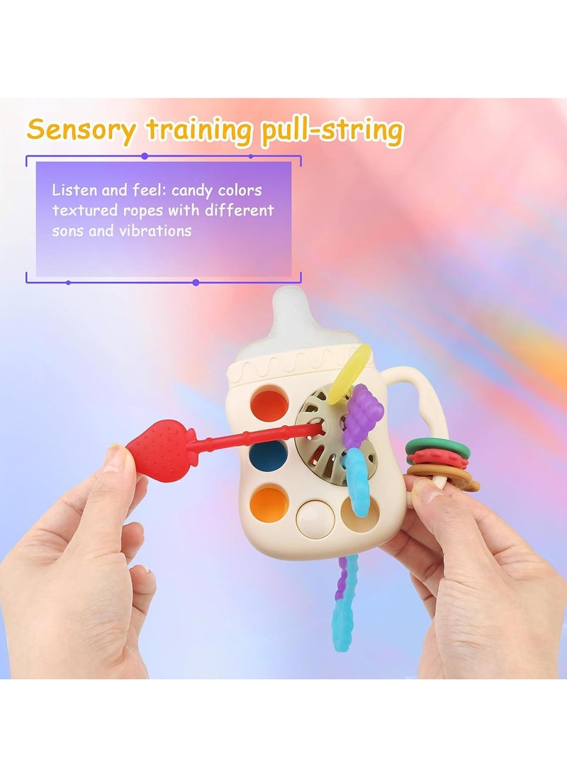 Mr. Penda Baby Montessori Toys, Baby's Sensory Toy, Food Grade Silicone Pull String Activity Toy, Baby Travel Toy, Teething Press Ball Feeding Bottle Toy, Baby Toys for 1-3 Years Old (Random Color)  - Image 4