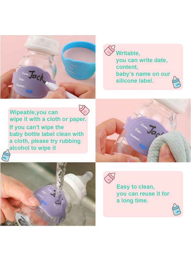 Eersida 12 Pcs Baby Bottle Labels For Daycare Silicone Daycare Bottle Labels Day Care Essentials Reusable Waterproof Water Bottle Name Bands In Shape Design With Marker Pens 6 Colors (Dog Style)  - Image 5