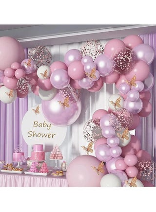 113-pcs Balloon Garland Arch Kit Include Butterfly Stickers Metal Pink White Balloons Rose Gold Confetti Balloon Arch Kit for Birthday Party Decoration Wedding Baby Shower Girls Women - view 3