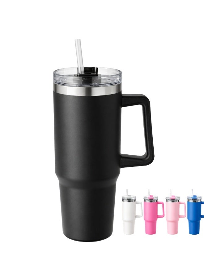Lukadah Stainless Steel Vacuum Insulated Tumbler 1200ML With Handle & Straw Lid – Large Double Wall Insulated Travel Mug – Keeps Drinks Hot 12H Cold 24H – Leak Resistant Reusable Cup for Gym, Office, Car, Outdoor - Multicolour - Image 1
