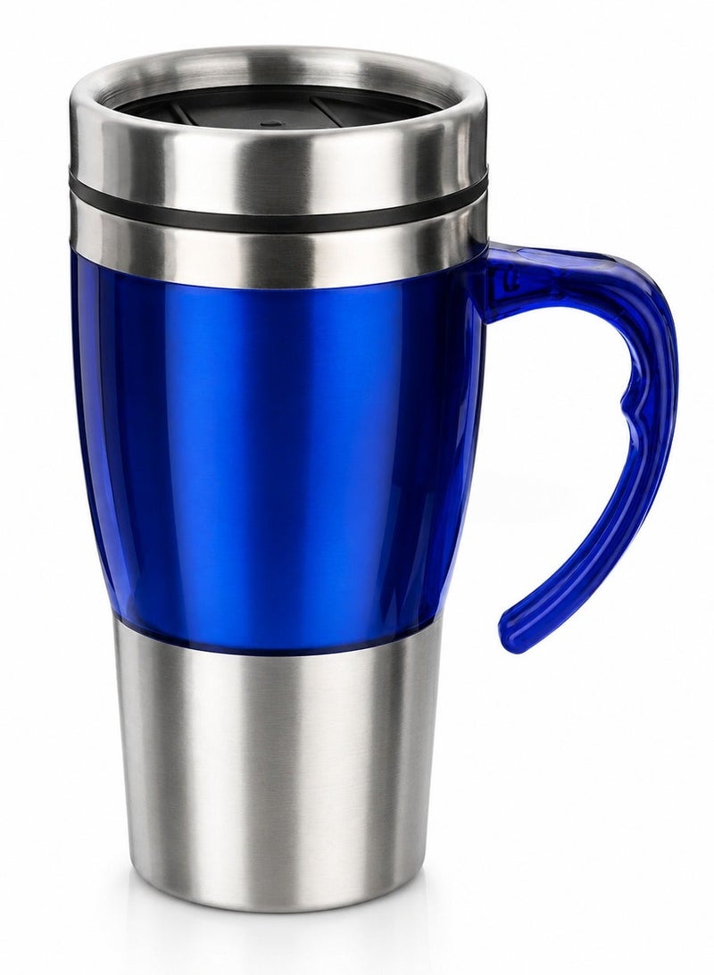 Premium Stainless Steel Travel Mug with Handle & Spill-Resistant Slide Lid | Double-Wall Insulated Coffee Cup | Reusable Hot & Cold Beverage Mug for Office, Car, Home & Travel | Portable Thermal Coffee Mug - Image 1