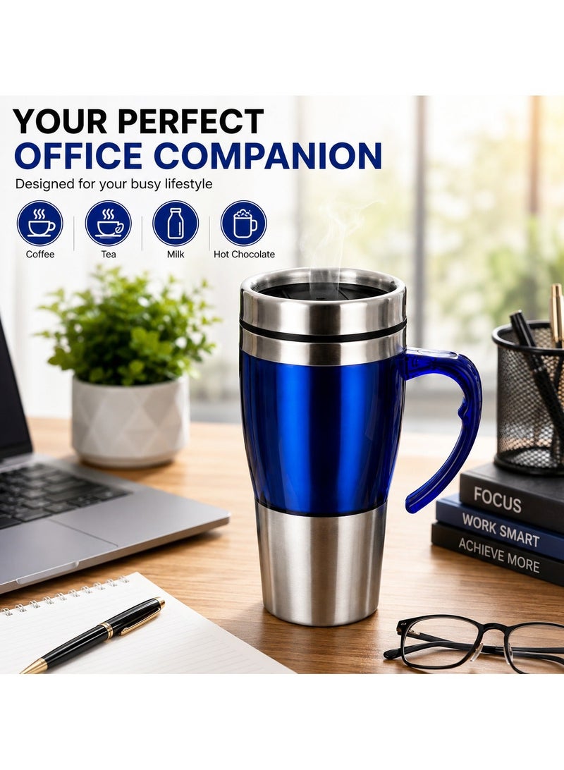 Premium Stainless Steel Travel Mug with Handle & Spill-Resistant Slide Lid | Double-Wall Insulated Coffee Cup | Reusable Hot & Cold Beverage Mug for Office, Car, Home & Travel | Portable Thermal Coffee Mug - Image 3