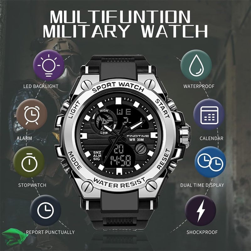 أكس سبرينج ساعات X Spring للرجال، ساعة يد رقمية فاخرة بشاشة LED، ساعة رياضية مقاومة للماء للأنشطة الخارجية والارتداء اليومي، ساعة رجالية أنيقة - Image 4