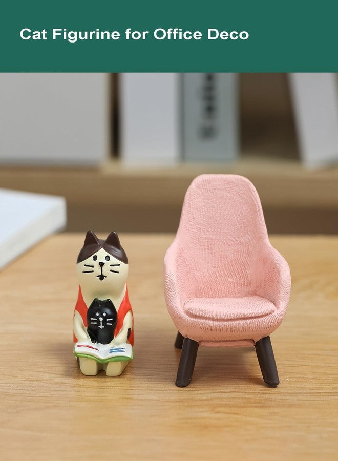 Hora de Lima Miniature Cat Figurines kit Mini Resin Kitten Figures with Sofa for Desk Accessories Perfect for Office Nightstand Cake Deco Fairy Garden Supplies Gift for Cat Lovers(Pink) - Image 5