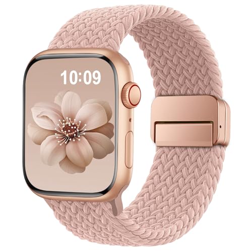 SuperNaNa Braided Stretchy Band Compatible with Apple Watch Bands 38mm 40mm 41mm 42mm 46mm 44mm 45mm 49mm for Women Men, Nylon Sport Strap Solo Loop for iWatch bands Series SE 11 10 9 8 7 6 5 4 3 Ultra 3 2 1 - Image 1