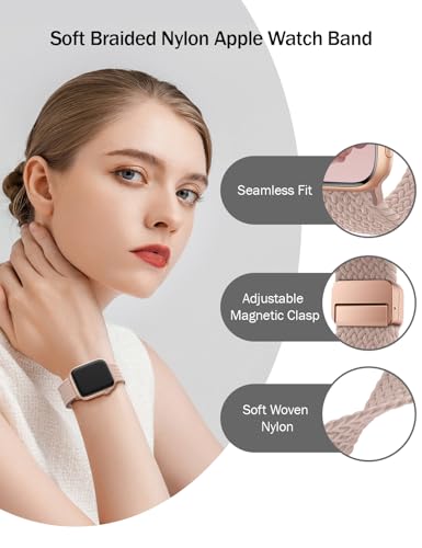 SuperNaNa Braided Stretchy Band Compatible with Apple Watch Bands 38mm 40mm 41mm 42mm 46mm 44mm 45mm 49mm for Women Men, Nylon Sport Strap Solo Loop for iWatch bands Series SE 11 10 9 8 7 6 5 4 3 Ultra 3 2 1 - Image 4