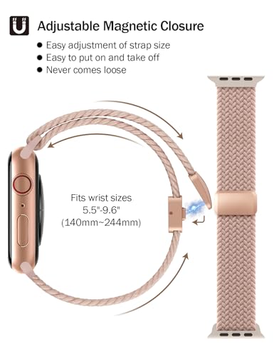 SuperNaNa Braided Stretchy Band Compatible with Apple Watch Bands 38mm 40mm 41mm 42mm 46mm 44mm 45mm 49mm for Women Men, Nylon Sport Strap Solo Loop for iWatch bands Series SE 11 10 9 8 7 6 5 4 3 Ultra 3 2 1 - Image 2
