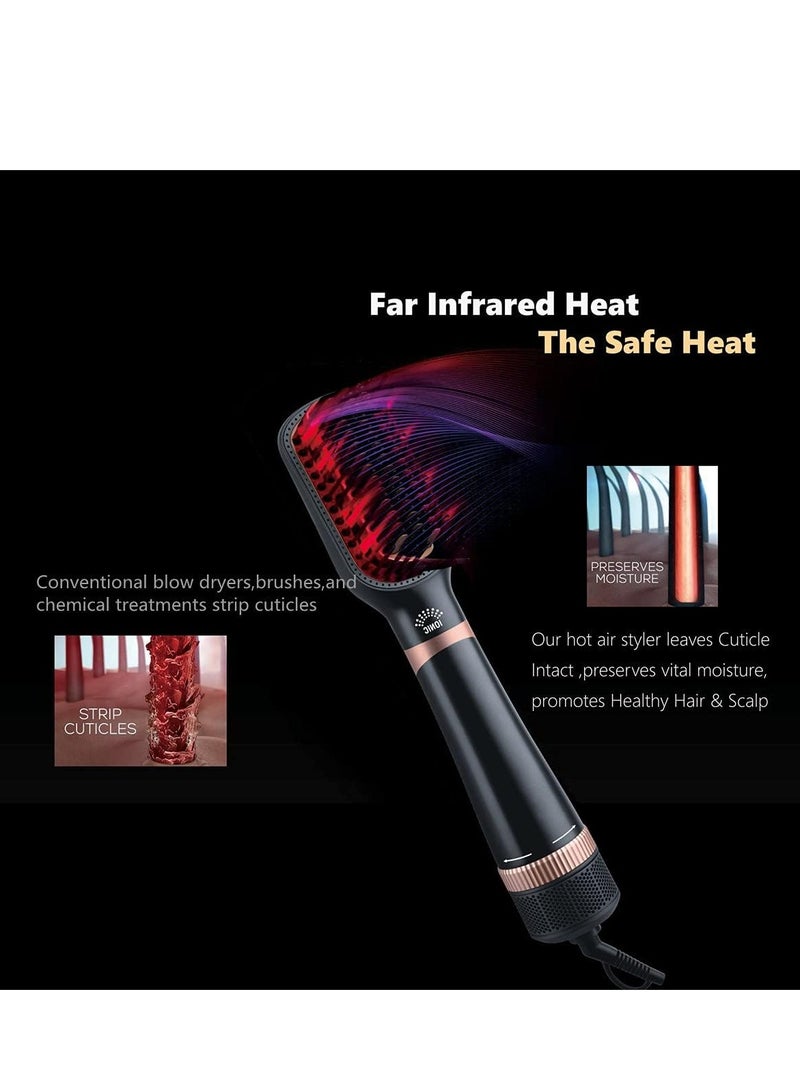 REBENUO Hair Styler One-Step Hot Air Stylers 1300W Hair Dryer & Volumizer Styler Hot Air Brush (Black) - Image 2