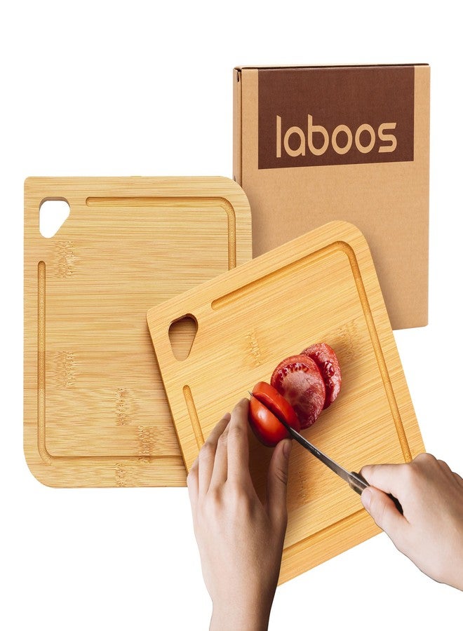 laboos 2-Pack Small Bamboo Cutting Boards with Juice Groove | 7x7 Inch Mini Chopping Boards for Fruit, Cheese, Baby Food, Dorm & Travel | Lightweight & Compact Square Wood Board Set - Image 1