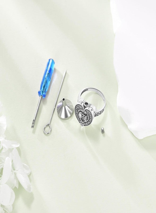 LONAGO Heart Urn Ring for Ashes 925 Sterling Silver Vintage Love Heart Memorial Keepsake Ring for Women (Size 7) - Image 5