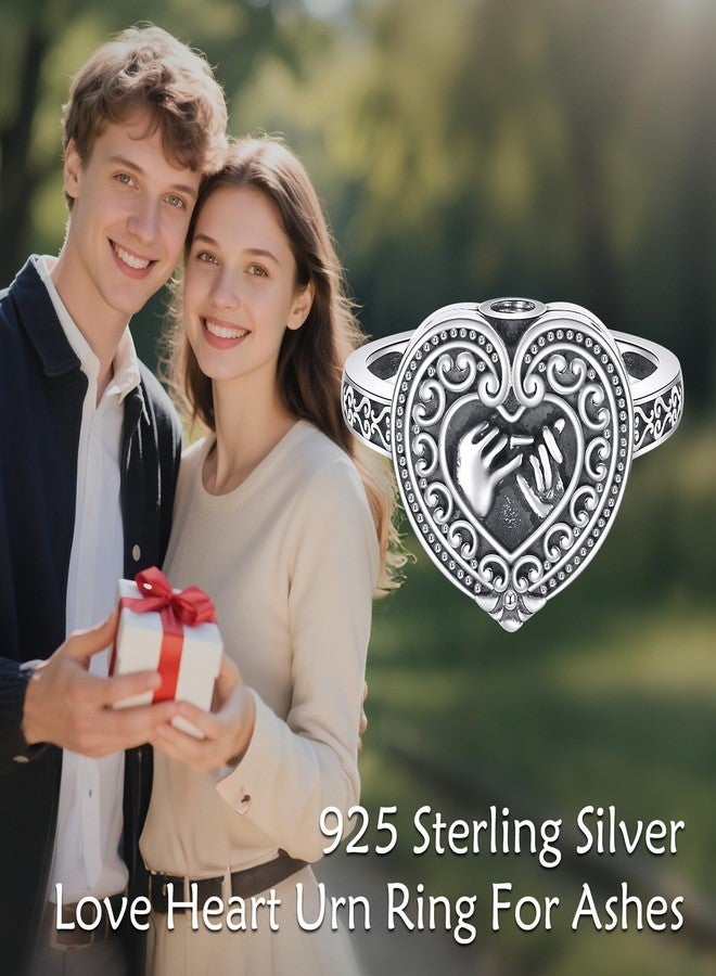 LONAGO Heart Urn Ring for Ashes 925 Sterling Silver Vintage Love Heart Memorial Keepsake Ring for Women (Size 7) - Image 4