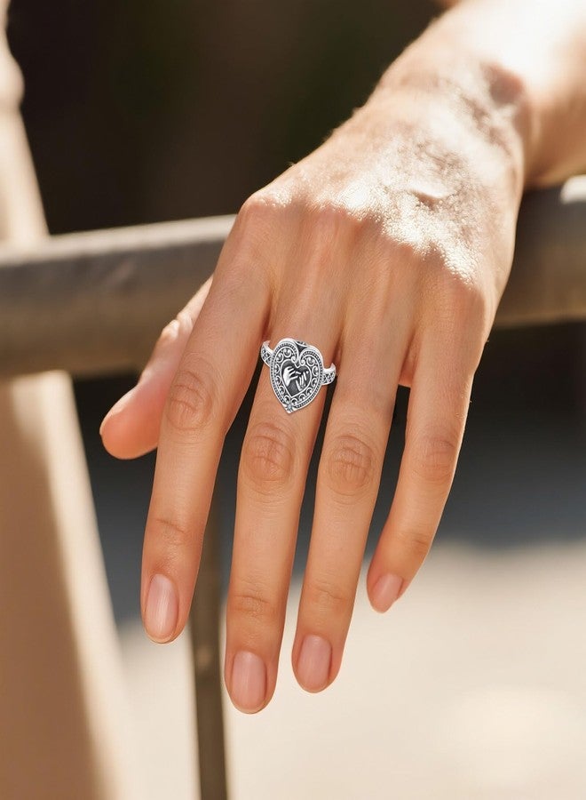 LONAGO Heart Urn Ring for Ashes 925 Sterling Silver Vintage Love Heart Memorial Keepsake Ring for Women (Size 7) - Image 3