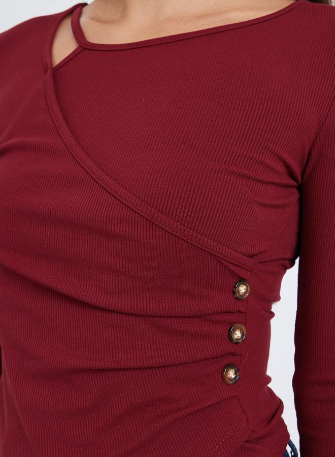 ستايلي بلوزة بأكمام طويلة بقصة غير متماثلة - Image 4