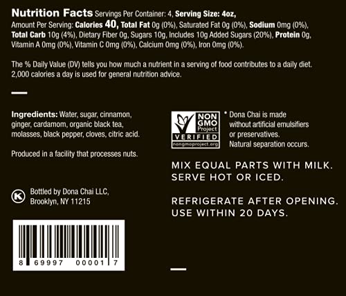 Dona Original Masala Chai Concentrate, Small-Batch, Single-Origin Spices, Hot or Iced Chai, 16 Fl Ounce Bottles (Pack of 2) (Standard, 32, Fl Oz) - Image 5
