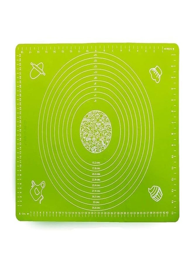 KHOKAR STORE Rolling Mat or Baking Sheet Large with Measurements Stretchable for Kitchen Roti Chapati Cake Pad Cooking Dough Atta Kneading Big Size (Green) - Image 1