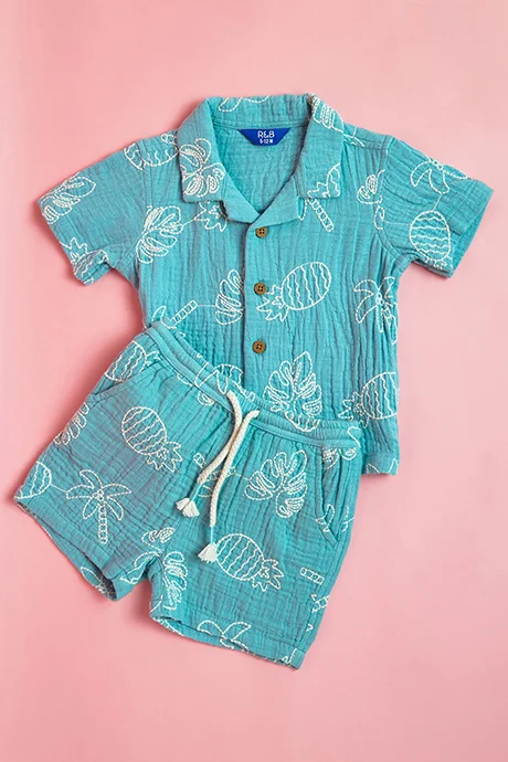 R&b Embroidered Shirt and Shorts Set