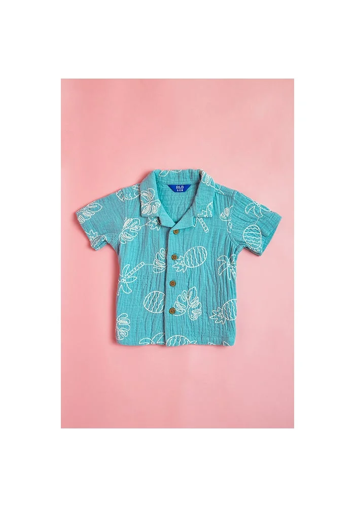 أر أند بي Embroidered Shirt and Shorts Set