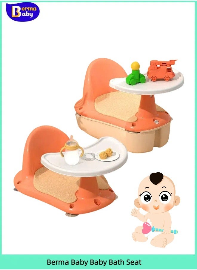 Berma Baby - Baby Bath Seat, Toddler Child Bathtub Seat for Sit-up, Portable Toddler Bath Ring Chair for Sitting Up in The Tub, Safety Baby Shower Seater with Backrest for 6 Months & Up (Orange) - Image 1
