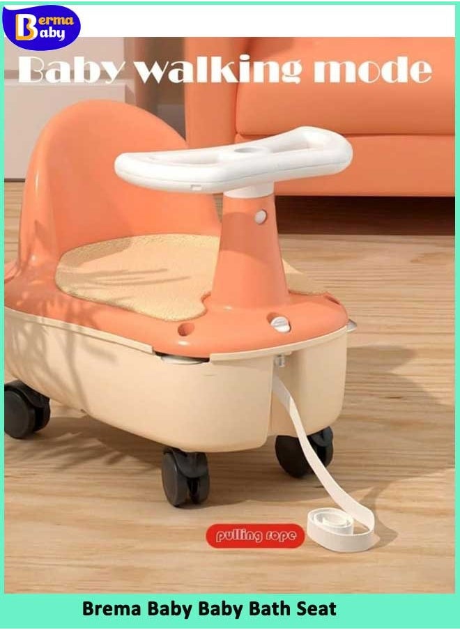 Berma Baby - Baby Bath Seat, Toddler Child Bathtub Seat for Sit-up, Portable Toddler Bath Ring Chair for Sitting Up in The Tub, Safety Baby Shower Seater with Backrest for 6 Months & Up (Orange) - Image 1