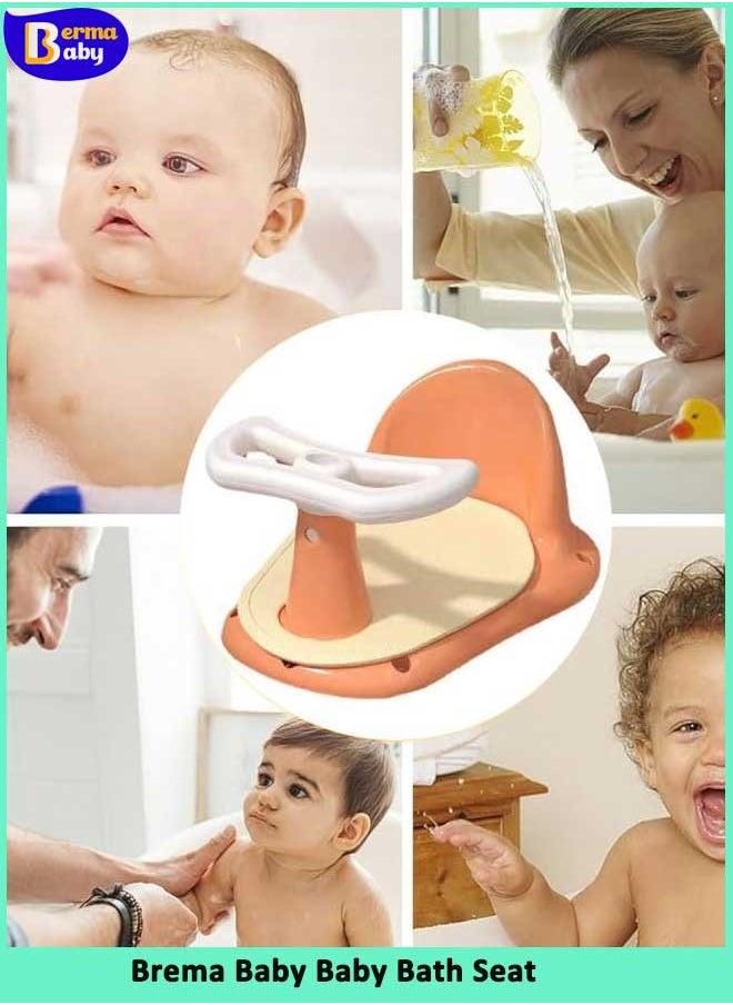 Berma Baby - Baby Bath Seat, Toddler Child Bathtub Seat for Sit-up, Portable Toddler Bath Ring Chair for Sitting Up in The Tub, Safety Baby Shower Seater with Backrest for 6 Months & Up (Orange) - Image 1
