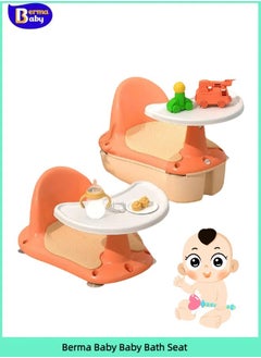Berma Baby Baby Bath Seat, Toddler Child Bathtub Seat for Sit-up, Portable Toddler Bath Ring Chair for Sitting Up in The Tub, Safety Baby Shower Seater with Backrest for 6 Months & Up (Orange)  - Image 1