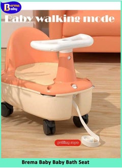 Berma Baby Baby Bath Seat, Toddler Child Bathtub Seat for Sit-up, Portable Toddler Bath Ring Chair for Sitting Up in The Tub, Safety Baby Shower Seater with Backrest for 6 Months & Up (Orange)  - Image 5