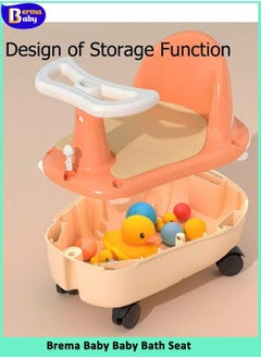 Berma Baby Baby Bath Seat, Toddler Child Bathtub Seat for Sit-up, Portable Toddler Bath Ring Chair for Sitting Up in The Tub, Safety Baby Shower Seater with Backrest for 6 Months & Up (Orange)  - Image 3