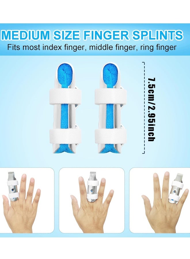 2 Pcs Finger Splint, Adjustable Aluminum Support for Finger Fracture, Sprain and Strain,Breathable Lightweight Finger Braces Joint Stabilizer (Medium) - Image 2