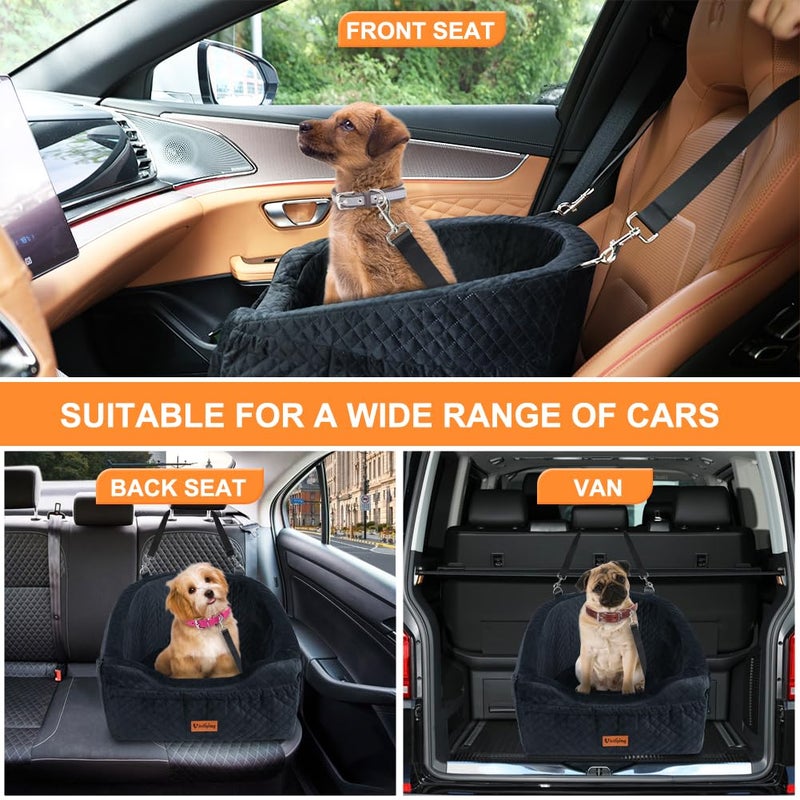 Vivifying Dog Car Seat for Small & Medium Dogs, Detachable & Washable Booster Seat for Pets Up to 30lbs, Travel Bed with Storage Pockets and Safety Belt â€“ Black - Image 5