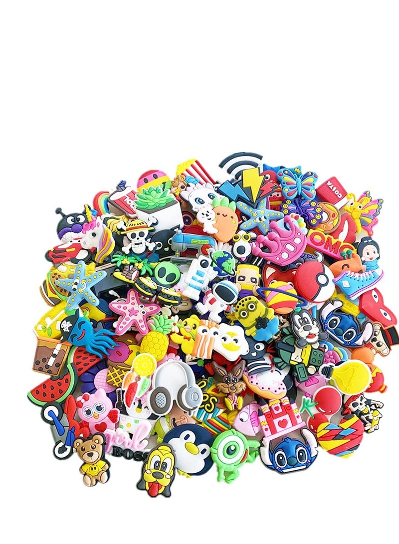 Excefore Shoe Decoration Charms, 100 Pcs Assorted Different Shoe Charm for Crocs Charm for Hole Hole Shoe Buckle Party Favors ​Mini Charm Bracelet Wristband Decoration for Men Women Kid - Image 2