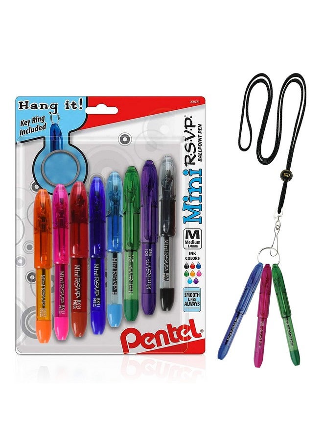 The Mega Deals - Rsvp 8 Mini Pens Ballpoint Pocket Pen Includes A Keyring And Lanyard Necklace - Image 1
