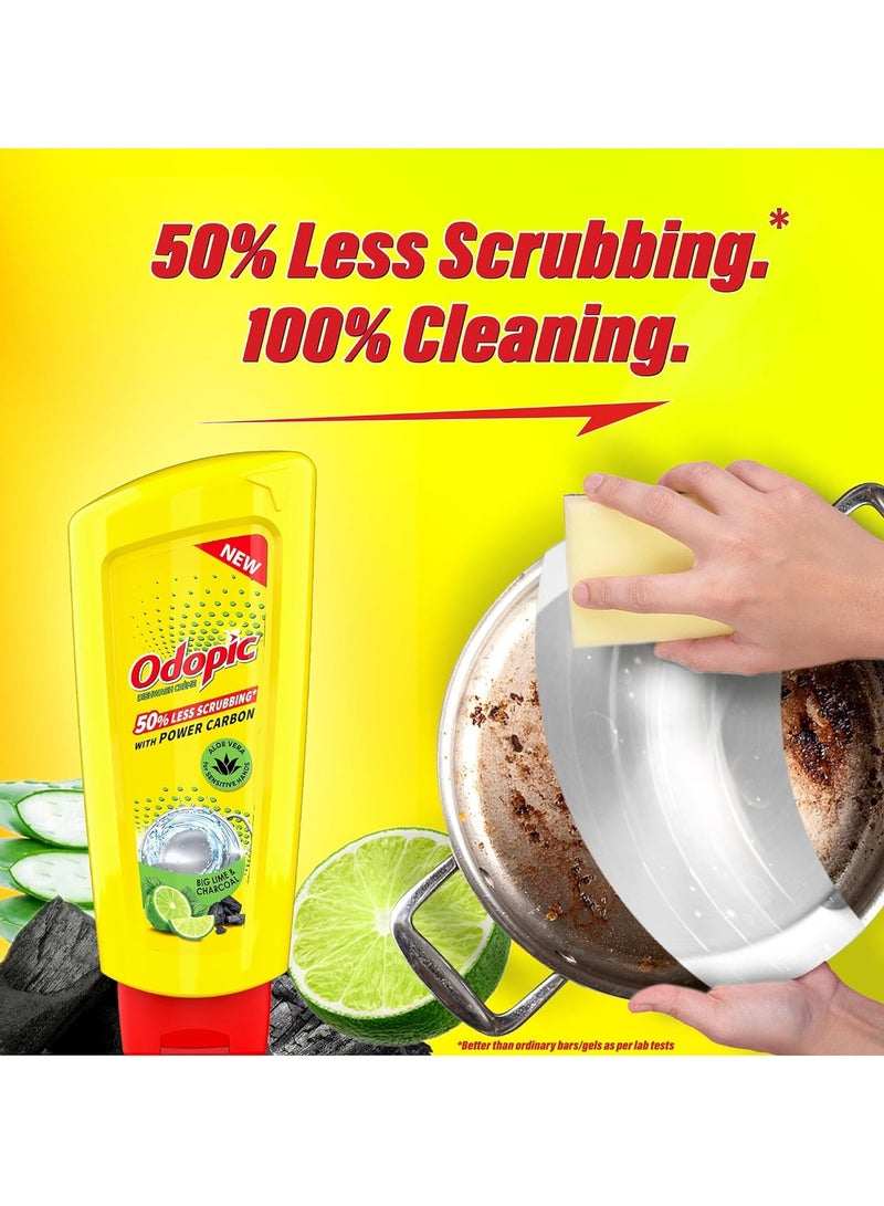 دابر كريم غسول الأطباق دابور أودوبيك بالليمون - 750 مل (جل سائل) مع خلاصة الصبار للأيدي الحساسة، عطر منعش، منظف قوي للدهون يزيل أصعب البقع، فرك أقل بنسبة 50% ولا يترك أي بقايا - Image 2