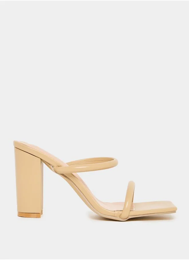 Styli Double Strap Block Heel Sandals