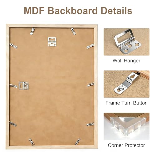 TONES FRAME DESIGN 16 x 20 Picture Frame Matted to 11x14 Natural Solid Wood Veneer Finish with Shatterproof Plexiglass, 16x20 Frame Wooden 20x16 Picture Frames for Wall Gallery Home Decor - Image 5