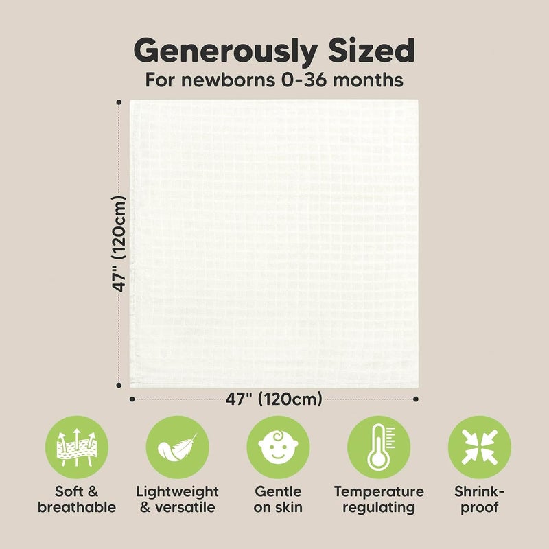 KeaBabies 4-Pack Muslin Swaddle Blankets for Boys, Girls - Organic Baby Swaddles for Newborns, Soft & Breathable Receiving Baby Blankets for Girl, Boy, Neutral, Newborn Essentials Gift (Soft White) - Image 3